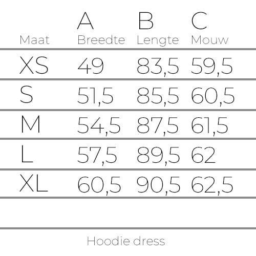 Maattabel Hoodie dress