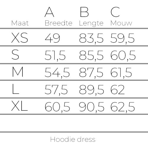 Maattabel Hoodie dress