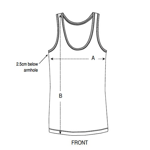 Maattabel Tanktop Dames