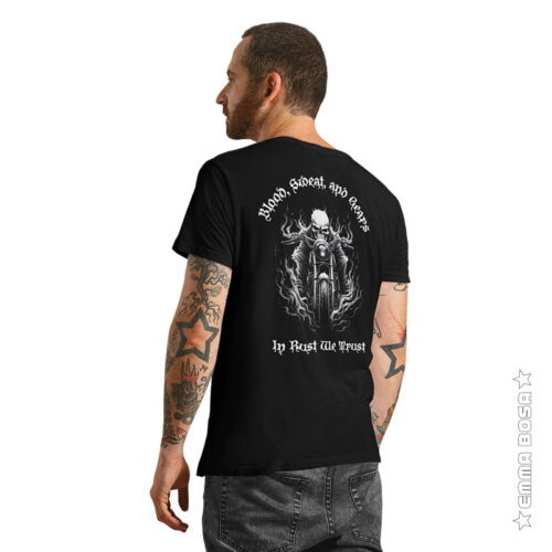 T-shirt Heren Skull Biker in Rust we Trust