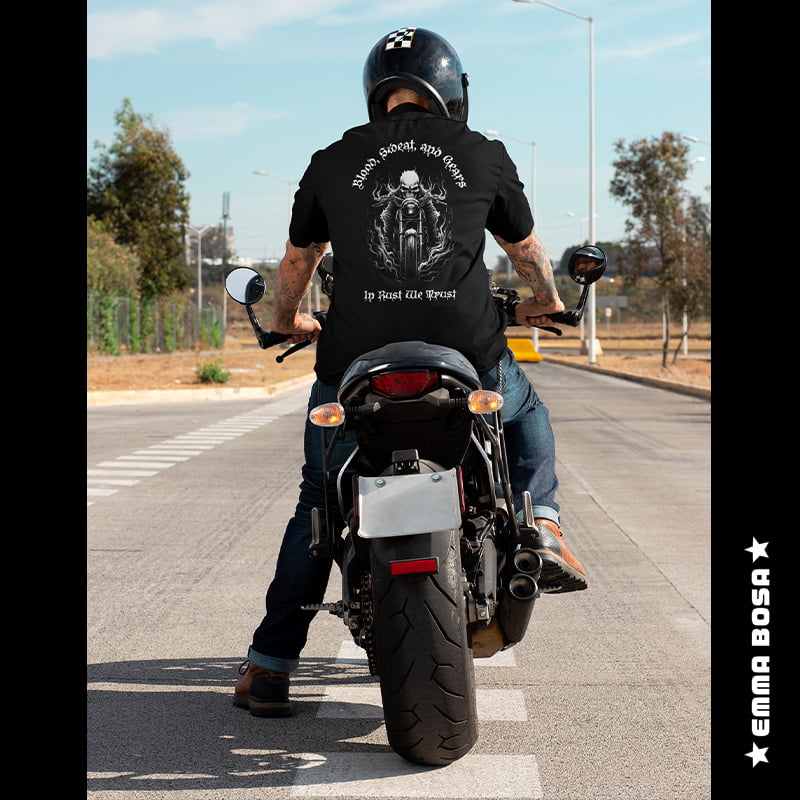 T-shirt Unisex Skull Biker in Rust we Trust