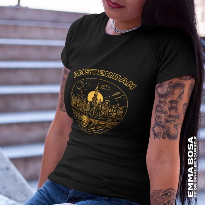 T-shirt Amsterdam Gold - Afbeelding 2