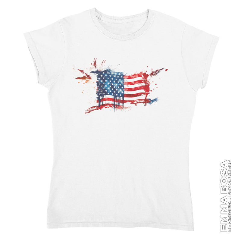 T-shirt Dames USA Flag