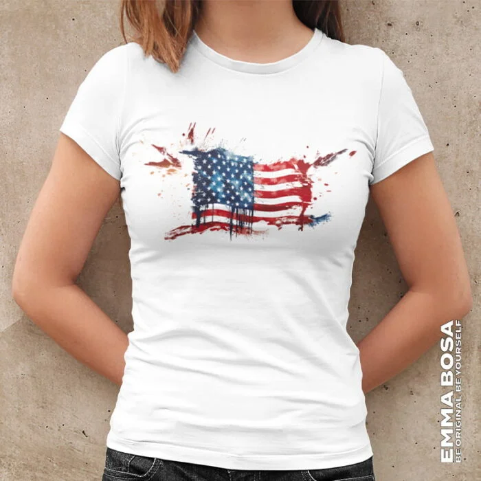 T-shirt Dames USA Flag