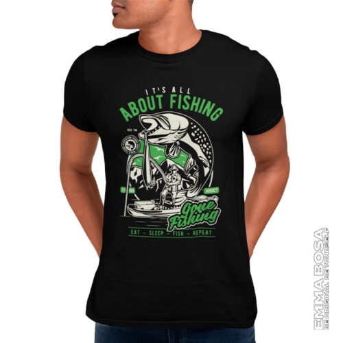 T-shirt Heren About Fishing Vintage