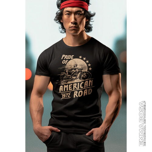 T-shirt Heren American Road Motor Vintage