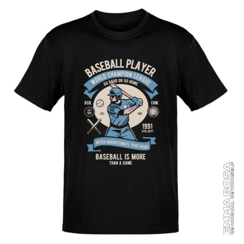 T-shirt Heren Baseball Player Vintage
