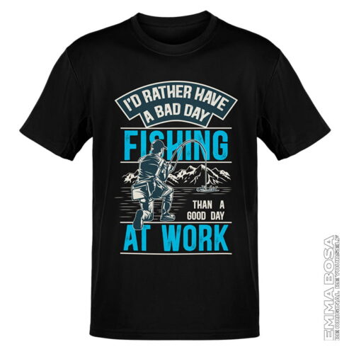 T-shirt Heren Fishing At Work Vintage