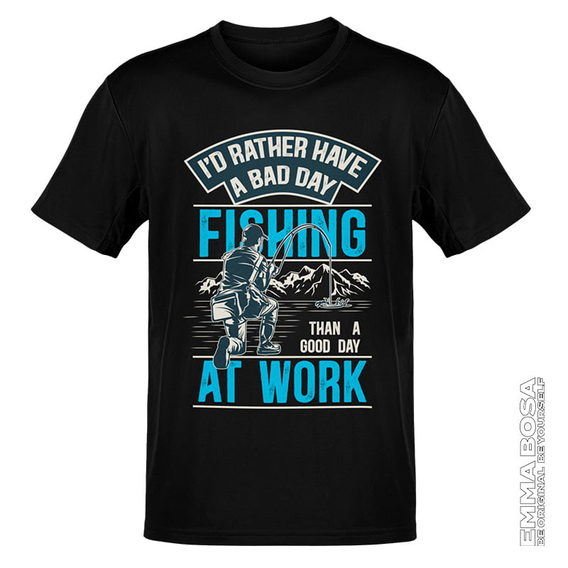 T-shirt Heren Fishing At Work Vintage