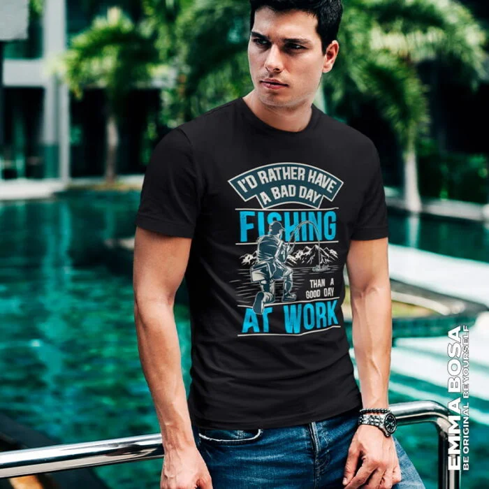 T-shirt Heren Fishing At Work Vintage