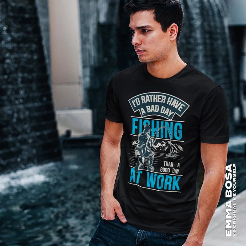 Fishing At Work Vintage T-shirt – USA Vintage – Fishing At Work Vintage T-shirt voor Heren (detail 2)