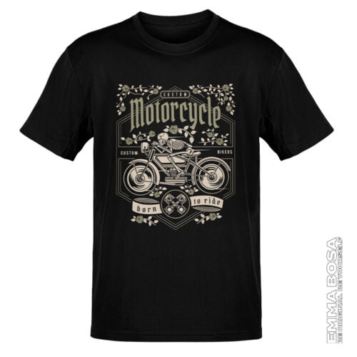 T-shirt Heren Motorcycle Skull Vintage