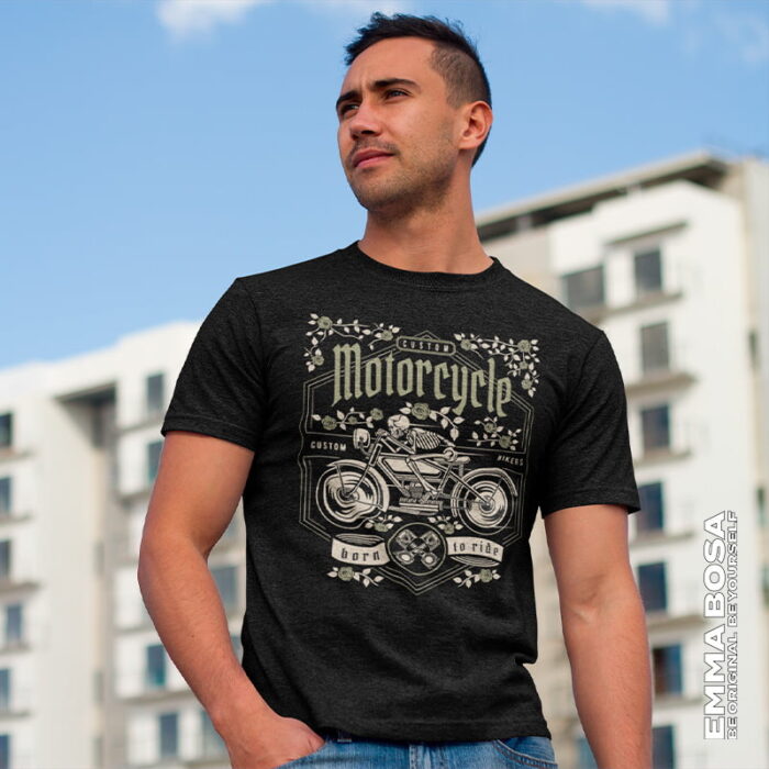 T-shirt Heren Motorcycle Skull Vintage
