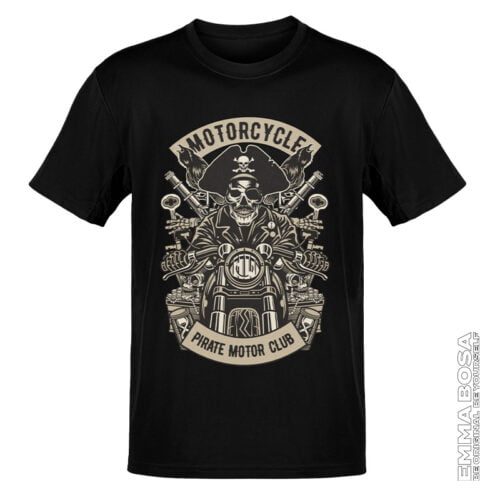 T-shirt Heren Pirate Motor Club Vintage
