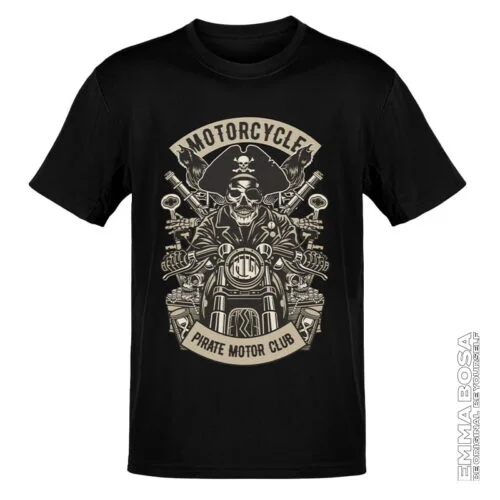 T-shirt Heren Pirate Motor Club Vintage