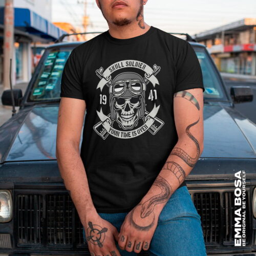 T-shirt Heren Skull Soldier Vintage