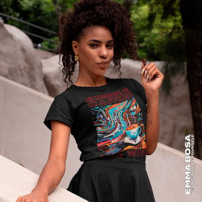 T-shirt Dames Running on Caffeine And Wifi