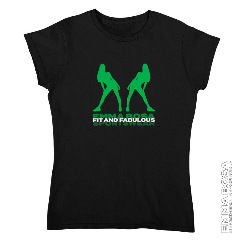 T-shirt Dames Sportswear Fit and Fabulous Green Black