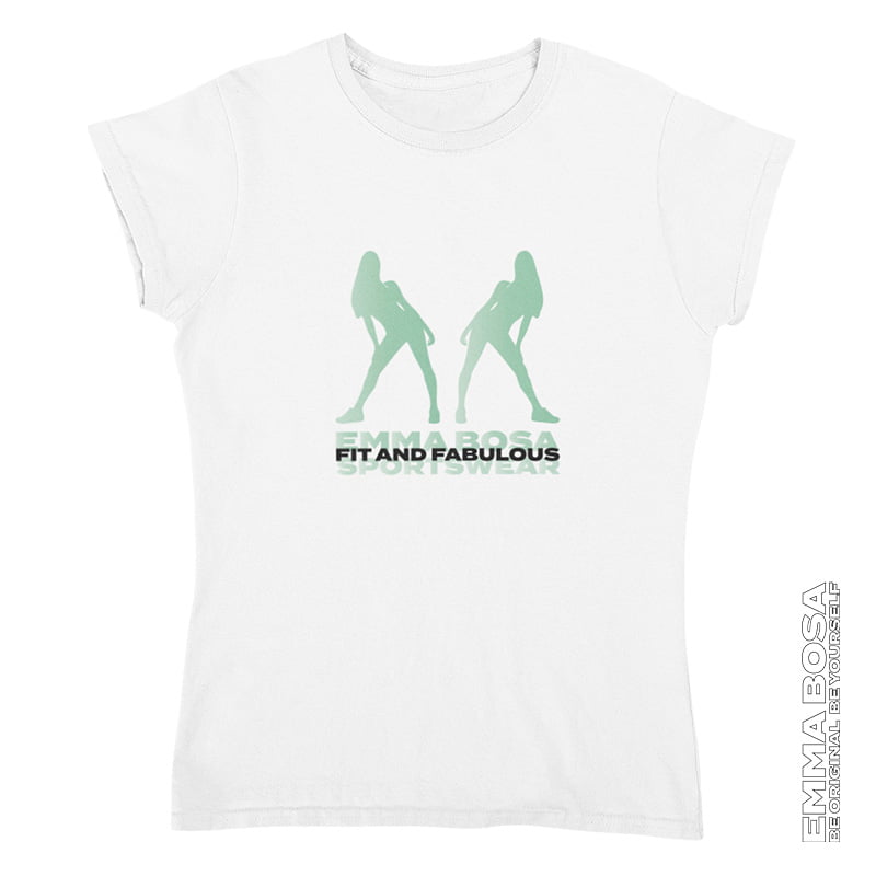T-shirt Dames Sportswear Fit and Fabulous Green White