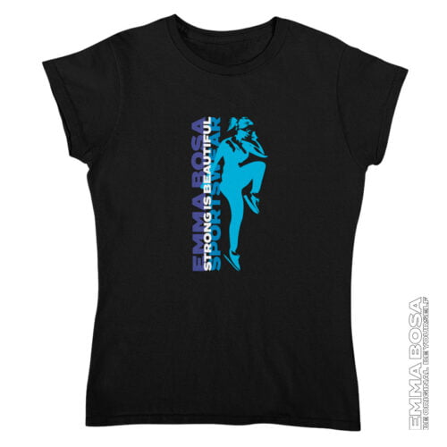 T-shirt Dames Sportswear Strong is Beautiful Blue Black