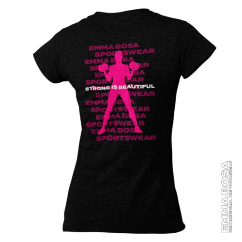 T-shirt Dames Sportswear Strong is Beautiful Pink Black back