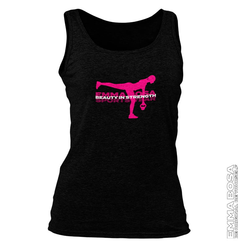 Tanktop Dames Sportswear Beauty in Strenght Pink Black