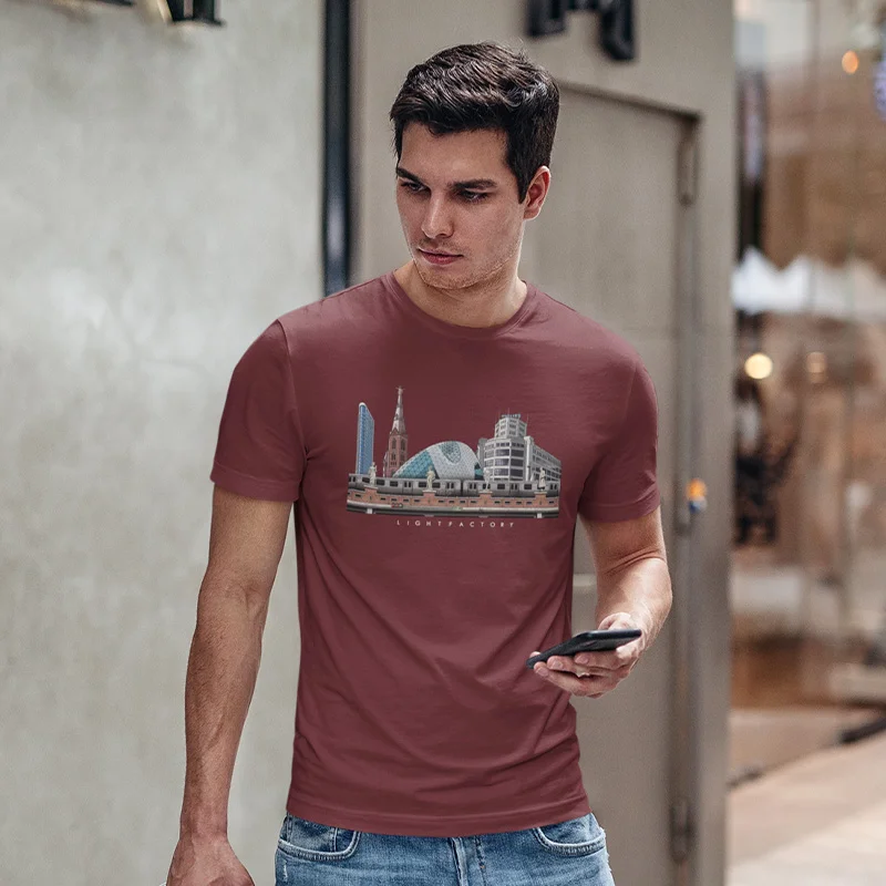 T-Shirt Heren Blob en Train – Lichtstadkunst – T-Shirt Heren Blob en Train – Lichtstadkunst Eindhoven (detail 2)