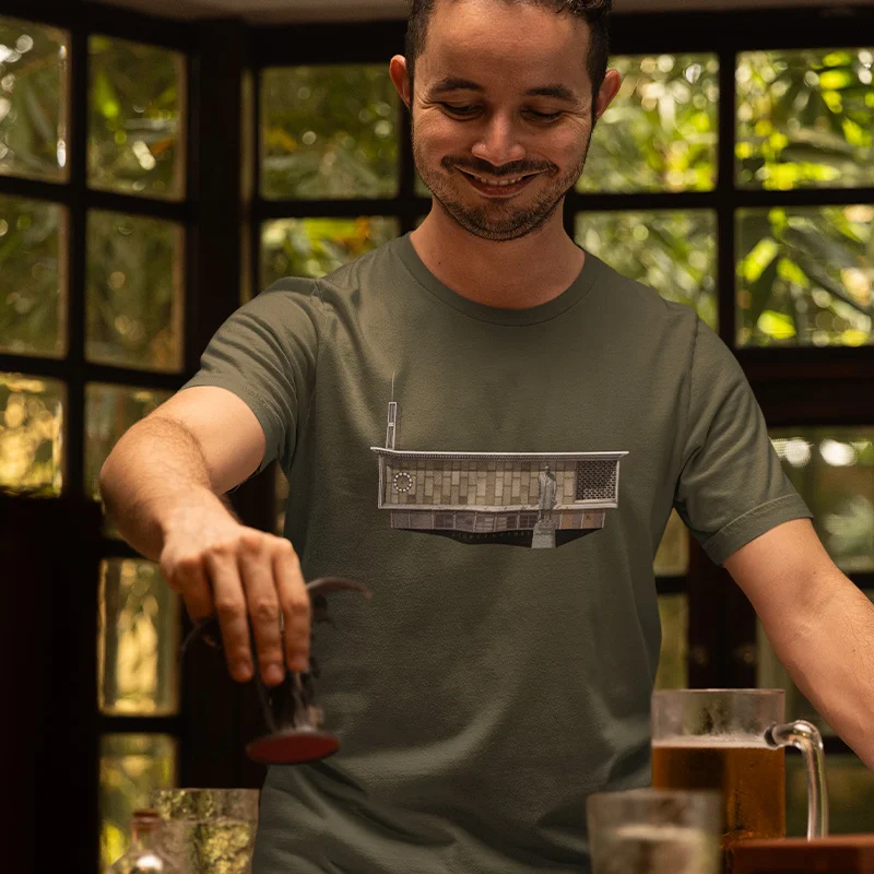 Eindhoven design T-shirt – Lichtstadkunst – T-Shirt Heren Lichtstadkunst Eindhoven Station (detail 2)