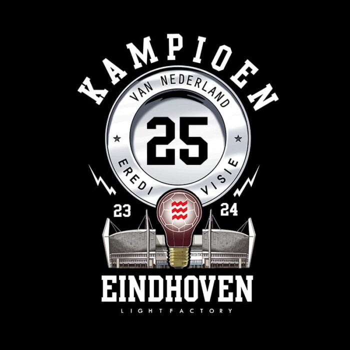 T-Shirt Heren Eindhoven Kampioen 2023-2024 Lichtstadkunst