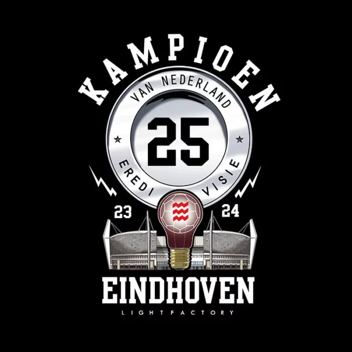 T-Shirt Heren Eindhoven Kampioen 2023-2024 Lichtstadkunst