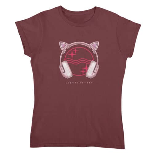 T-shirt Dames Headphone Kitty Lichtstadkunst