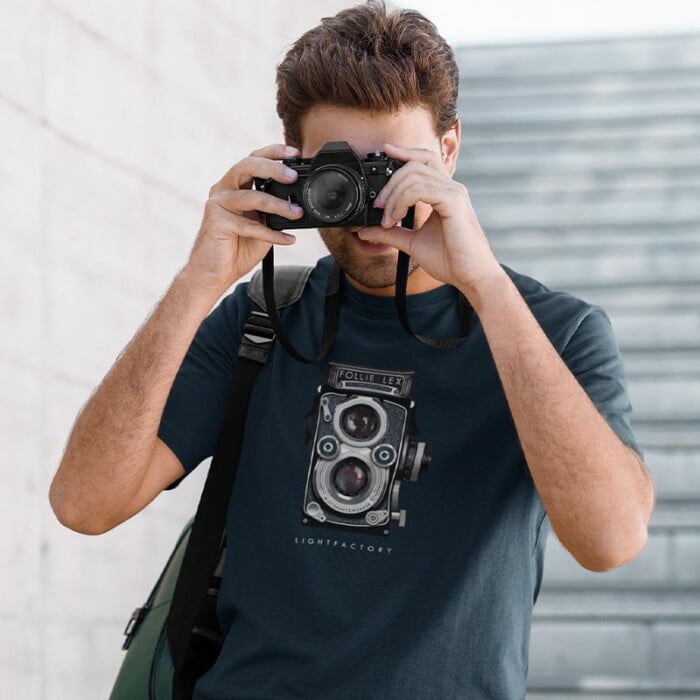T-Shirt Heren Folierex camera Lichtstadkunst