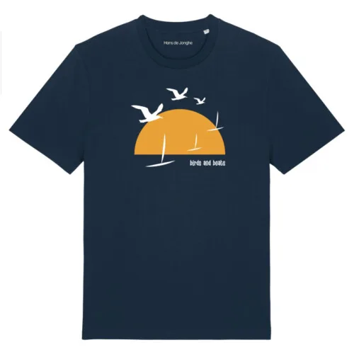 T-Shirt Heren Bird and Boats by Hans de Jonghe