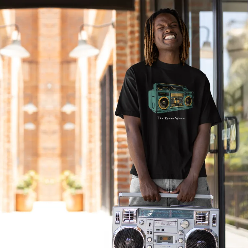 T-Shirt Ghettoblaster Rewind – Retro Style Wear – T-Shirt Ghettoblaster Rewind – Retro Style Wear (detail 2)