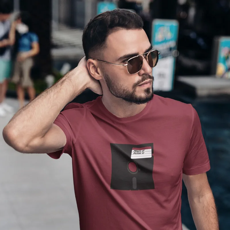 bordeauxrode vintage T-shirt – Retro Style Wear – T-Shirt Sands of Time – Bordeauxrood Vintage (detail 2)