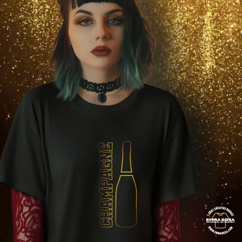 Oversized T-shirt Drinking Only Champagne – X-mas and New Year – Oversized T-shirt Drinking Only Champagne (detail 2)