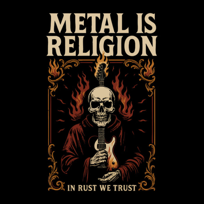 T-Shirt Loose Fit Metal is Religion In rust we trust
