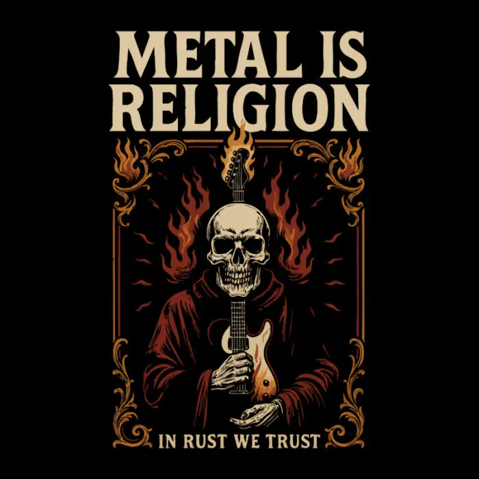 T-Shirt Loose Fit Metal is Religion In rust we trust