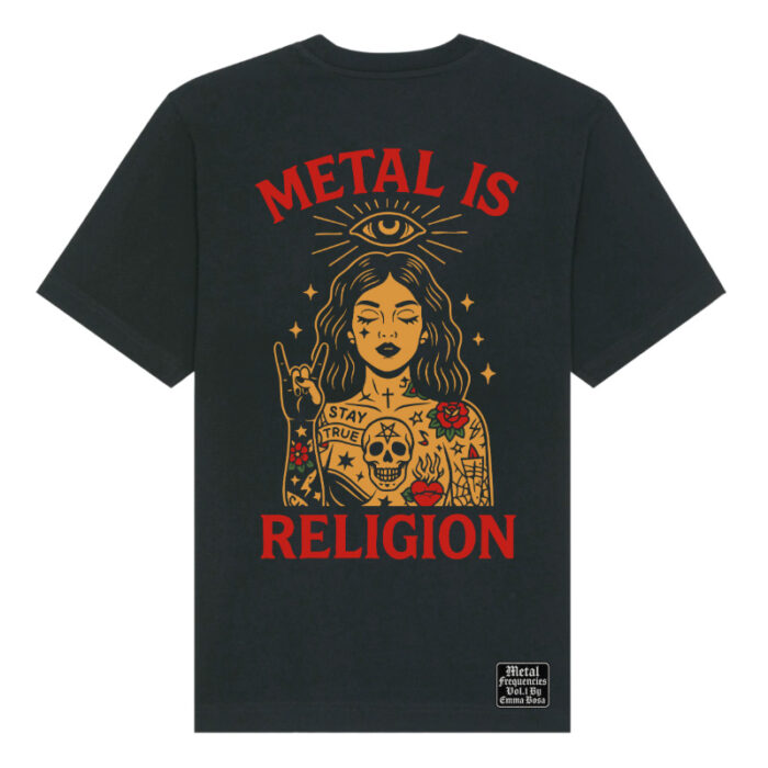 T-Shirt Loose Fit Metal is Religion Tattoo