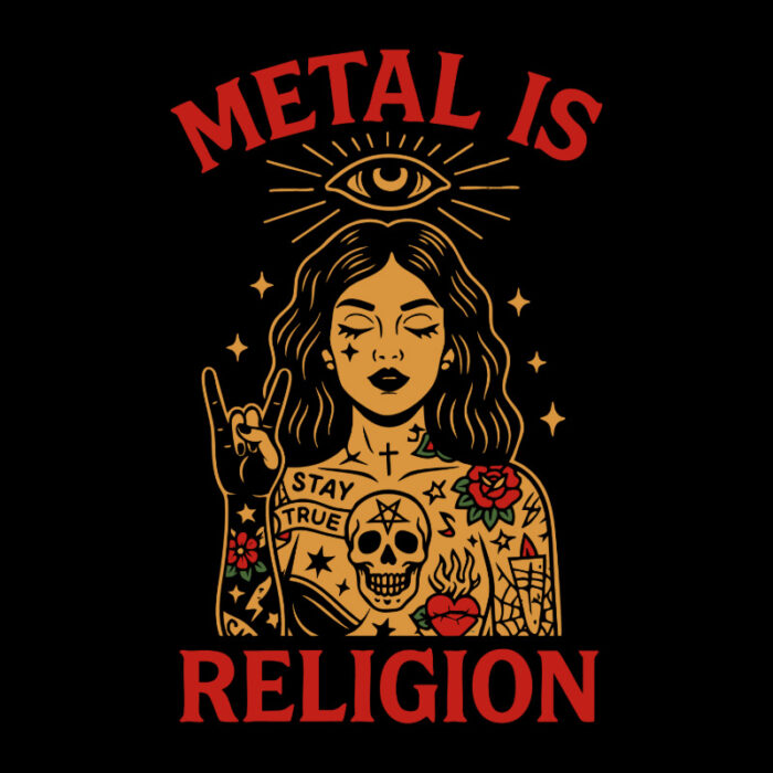 T-Shirt Loose Fit Metal is Religion Tattoo