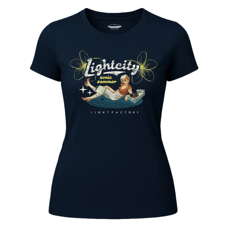 T-shirt Dames Lichtstad Sonic Summer – Lichtstadkunst – T-shirt Dames Lichtstad Sonic Summer – Duurzaam en Retro