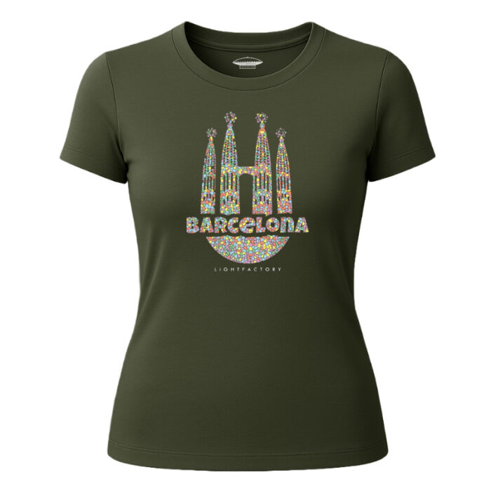 T-shirt Dames Love Barcelona Lichtstadkunst - Afbeelding 2