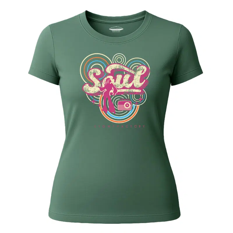Dames T-shirt Soul – Lichtstadkunst – Dames T-shirt Soul van Lichtstadkunst – Beperkte Oplage (detail 2)