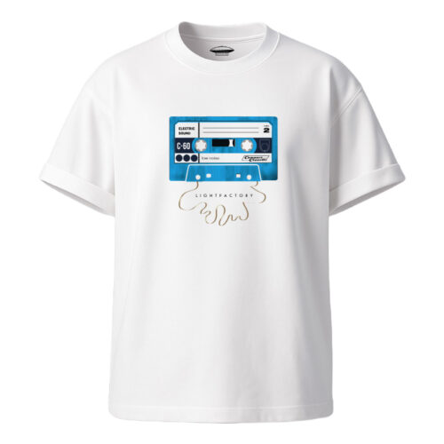 T-Shirt Heren Cassette Audio Tape Lichtstadkunst