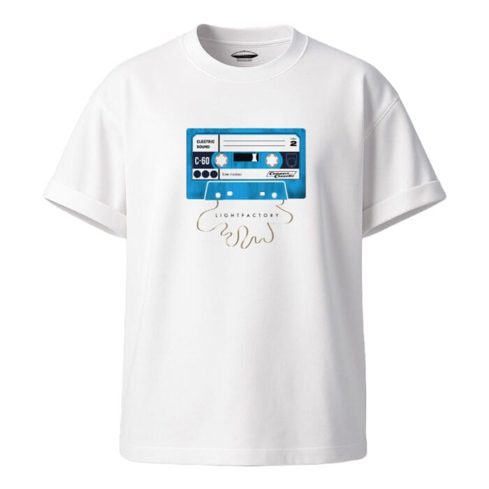 T-Shirt Heren Cassette Audio Tape Lichtstadkunst