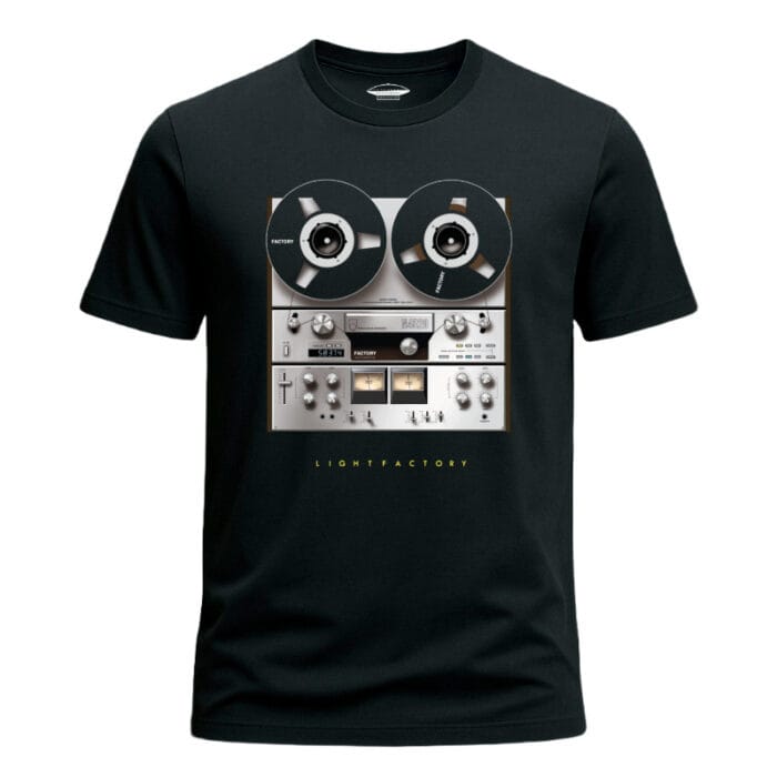 T-Shirt Heren Tape recorder factory Lichtstadkunst - Afbeelding 3