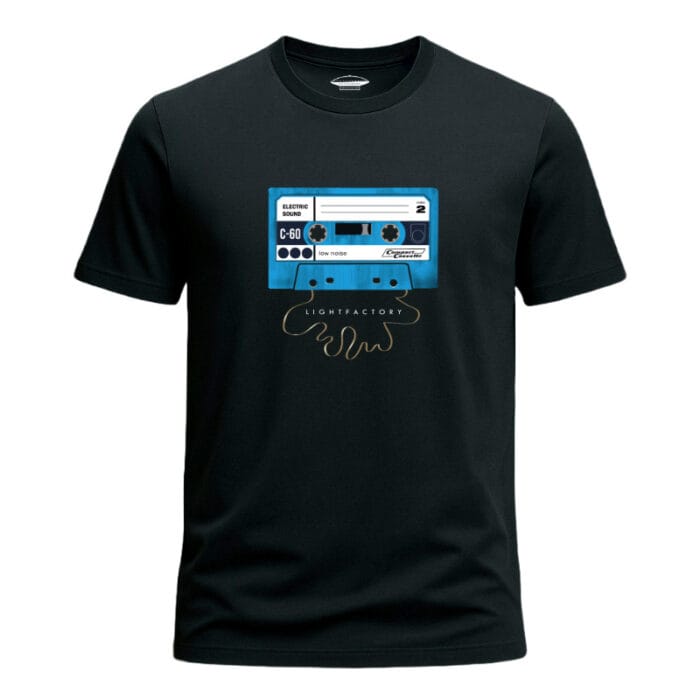 T-Shirt Heren Cassette Audio Tape Lichtstadkunst