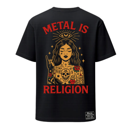T-Shirt Loose Fit Metal is Religion Tattoo