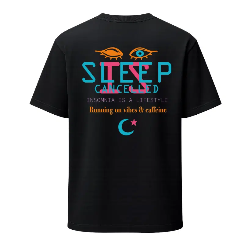 Sleep is Cancelled T-shirt – T-shirt Styler Guys – T-Shirt Loose Fit 'Sleep is Cancelled' – Streetwear (detail 2)