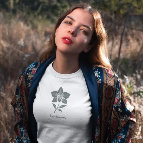 T-shirt Orchid Grace – Ivy & Blossom – T-shirt Orchid Grace - Ivy & Blossom Dames T-shirt (detail 2)